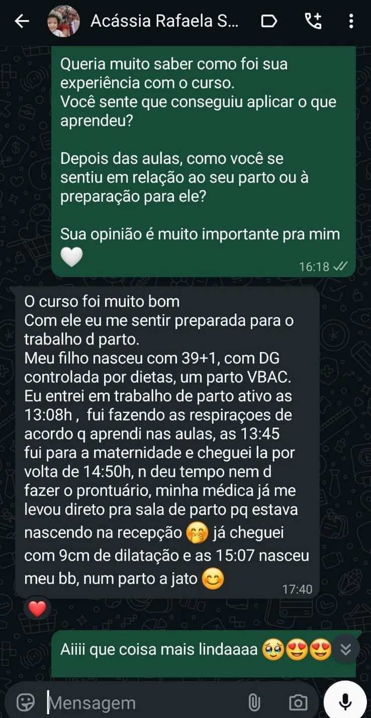 Feedback real de aluna