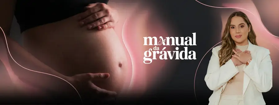 Banner do Manual da Grávida com a Dra. Júlia Visentainer, fisioterapeuta especializada em saúde da mulher