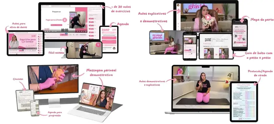 Os quatro programas do Manual da Grávida em computador, tablet e celular